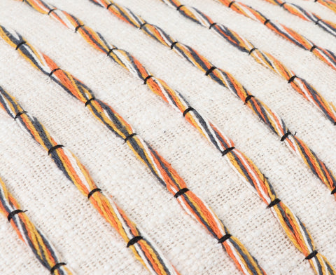 Hand Tufted Texture Boho Ivory and Mustard Yellow Fringe Cushion Cover