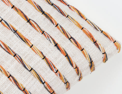 Hand Tufted Texture Boho Ivory and Mustard Yellow Fringe Cushion Cover