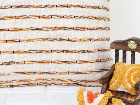 Hand Tufted Texture Boho Ivory and Mustard Yellow Fringe Cushion Cover