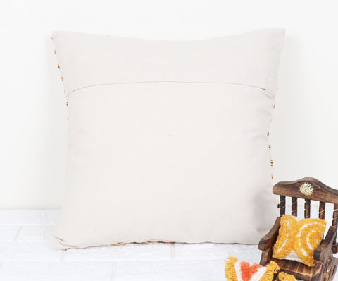 Set Of 3 Hand Tufted Texture Boho Ivory Mustard Yellow Fringe Cushion Cover