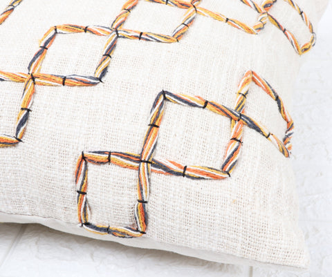Set Of 3 Tufted Texture Boho Ivory Mustard Yellow Stripe Fringe Cushion Cover