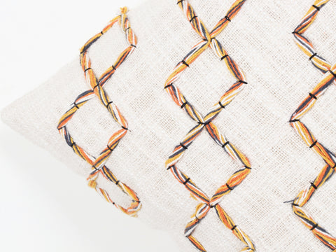Tufted Texture Boho Ivory and Mustard Yellow Stripe Fringe Cushion Cover