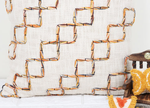 Set Of 3 Tufted Texture Boho Ivory Mustard Yellow Stripe Fringe Cushion Cover