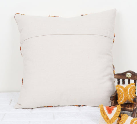 Set Of 3 Tufted Texture Boho Ivory Mustard Yellow Stripe Fringe Cushion Cover
