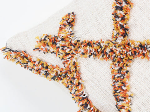 Set Of 3 Hand Tufted Texture Boho Ivory Mustard Yellow Fringe Cushion Cover