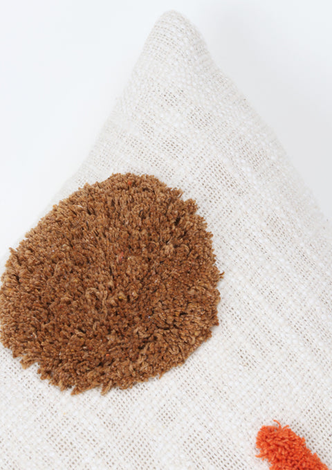 Set Of 2 Tufted Texture Boho Ivory Brown Fringe Cushion Cover