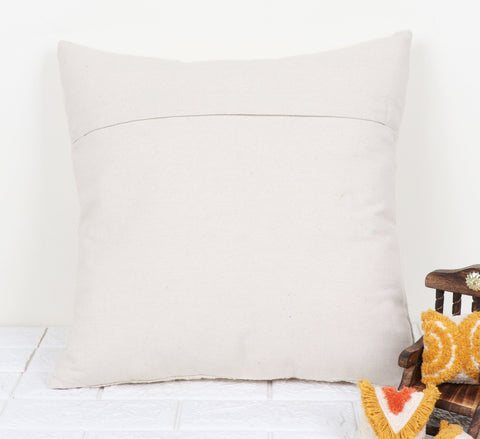 Set Of 2 Tufted Texture Boho Ivory Brown Fringe Cushion Cover