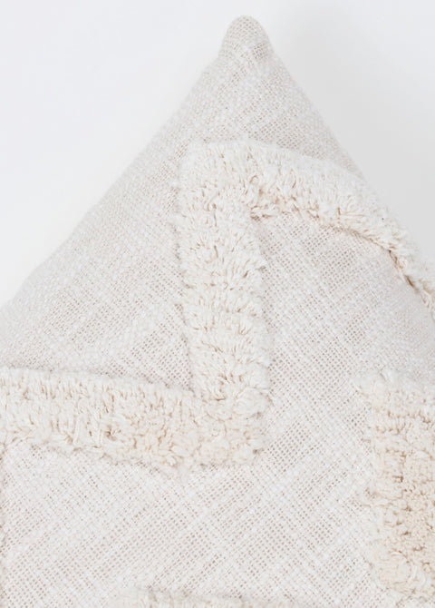 Tufted Texture Boho Ivory and Off-White Fringe Cushion Cover