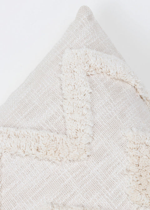 Set Of 2 Tufted Texture Boho Ivory Off-White Fringe Cushion Cover