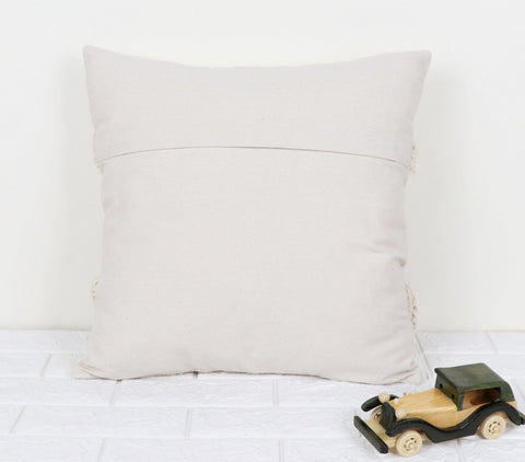 Set Of 3 Tufted Texture Boho Ivory Off-White Fringe Cushion Cover