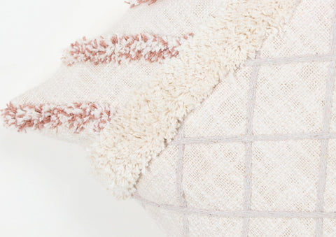 Tufted Texture Boho Ivory and Off-White Fringe Cushion Cover