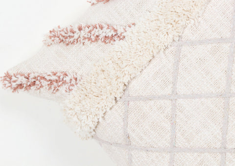 Set Of 2 Tufted Texture Boho Ivory Off-White Fringe Cushion Cover