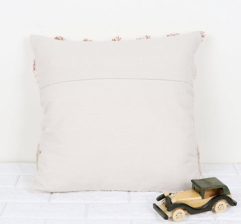 Tufted Texture Boho Ivory and Off-White Fringe Cushion Cover
