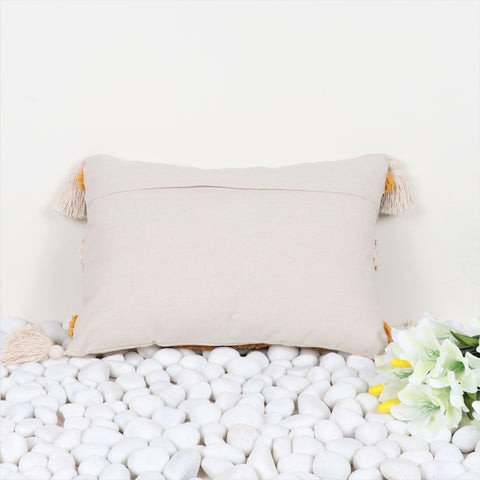 Hand Tufted Texture Boho Ivory and Black Jaquard Cushion Cover