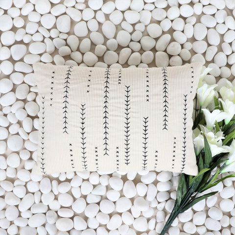Hand Tufted Texture Boho Ivory and Black Cushion Cover