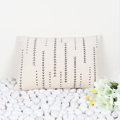 Hand Tufted Texture Boho Ivory and Black Cushion Cover