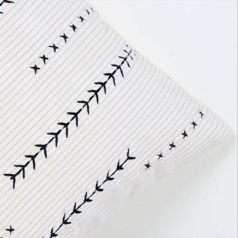 Hand Tufted Texture Boho Ivory and Black Cushion Cover