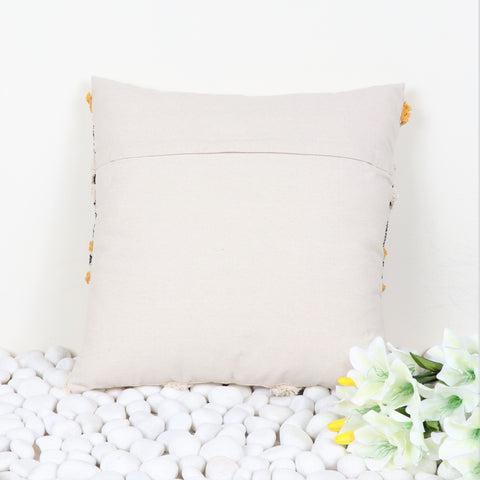 Set Of 2 Hand Tufted Texture Boho Ivory Black Jaquard Cushion Cover