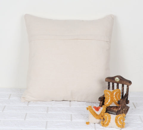 Tufted Texture Boho Ivory and Yellow Fringe Cushion Cover