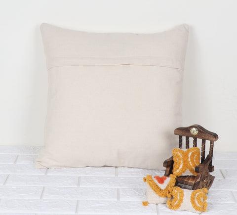 Set Of 3 Tufted Texture Boho Ivory Yellow Fringe Cushion Cover