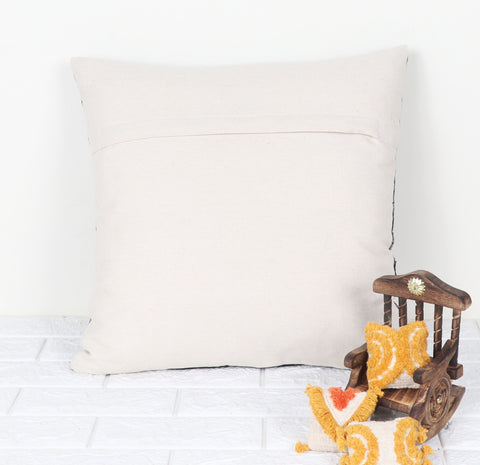 Set Of 2 Hand Loom Woven Texture Boho Black White Stripe Cushion Cover