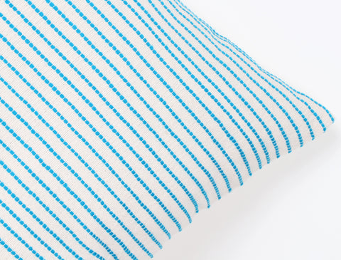 Set Of 2 Hand Loom Woven Texture Boho Turquoise White Stripe Cushion Cover