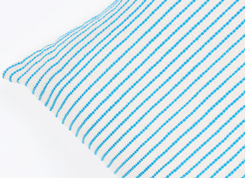 Set Of 2 Hand Loom Woven Texture Boho Turquoise White Stripe Cushion Cover