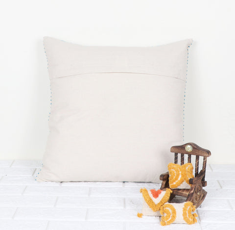 Set Of 2 Hand Loom Woven Texture Boho Turquoise White Stripe Cushion Cover