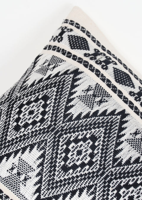 Set Of 2 Hand Loom Woven Texture Boho Black Off-White Stripe Jacquard Cushion Cover