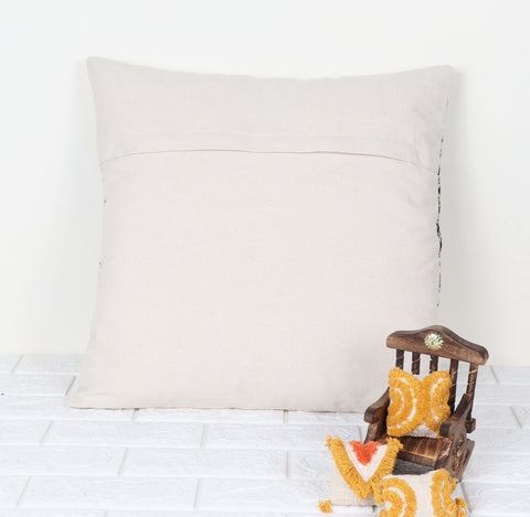 Hand Loom Woven Texture Boho Black and Off-White Stripe Jacquard Cushion Cover
