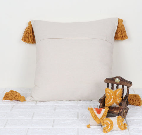 Set Of 3 Tufted Texture Boho Ivory Mustard Yellow Cushion Cover