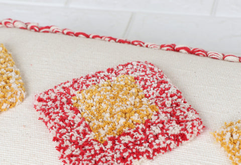 Hand Tufted Texture Boho Ivory and Mustard Yellow Fringe Cushion Cover