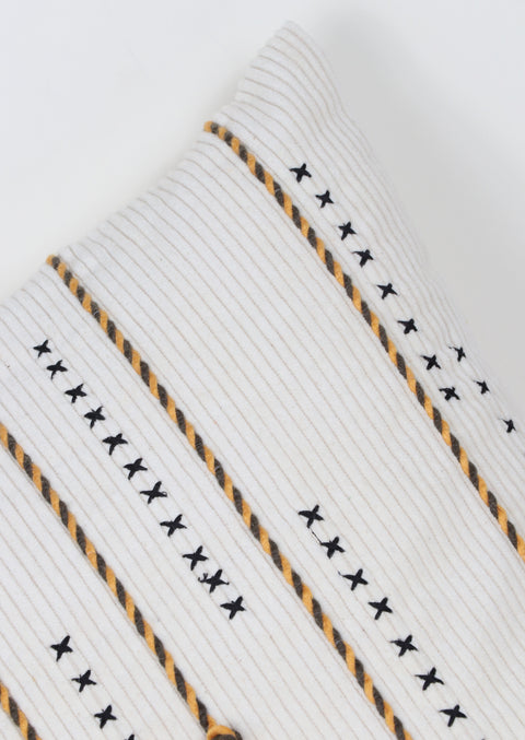 Set Of 3 Hand Tufted Texture Boho Ivory Mustard Yellow Fringe Cushion Cover