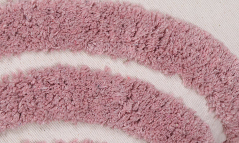 Hand Tufted Texture Boho Ivory and Pink Fringe Tassel Cushion Cover