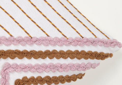 Set Of 3 Hand Tufted Texture Boho Ivory Pink Cushion Cover