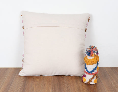 Set Of 3 Hand Tufted Texture Boho Ivory Pink Cushion Cover