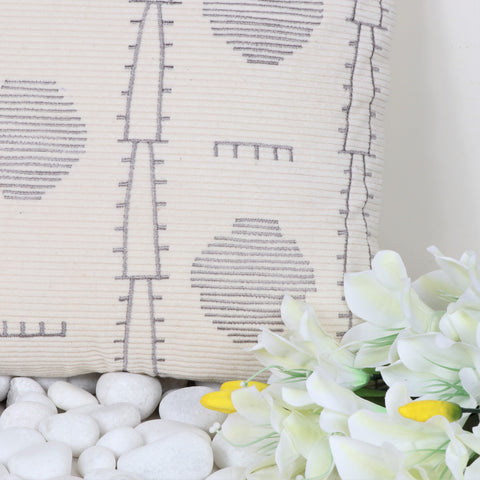 Hand Tufted Texture Boho Blue and Gray Stripe Fringe Cushion Cover