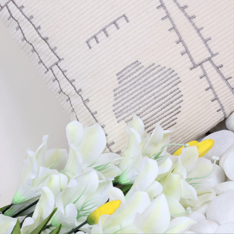 Hand Tufted Texture Boho Blue and Gray Stripe Fringe Cushion Cover