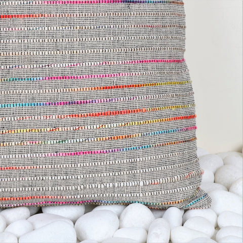 Set Of 2 Hand Loom Woven Texture Boho Gray Red Cushion Cover