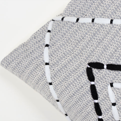 Set Of 2 Hand Loom Woven Texture Boho Gray Black Cushion Cover