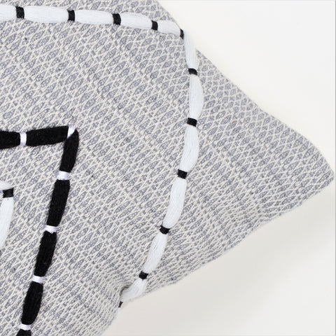 Set Of 2 Hand Loom Woven Texture Boho Gray Black Cushion Cover
