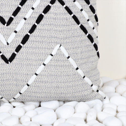 Set Of 2 Hand Loom Woven Texture Boho Gray Black Cushion Cover