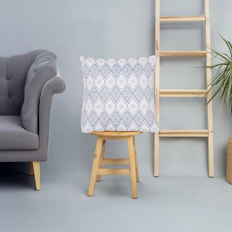 Hand Loom Woven Texture BLue and White Cushion Cover