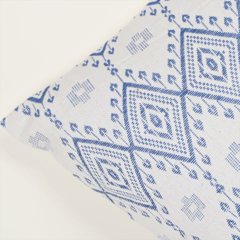 Hand Loom Woven Texture BLue and White Cushion Cover