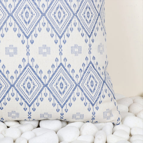 Hand Loom Woven Texture BLue and White Cushion Cover