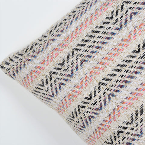 Set Of 2 Hand Loom Woven Texture Boho Off-White Beige Cushion Cover