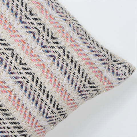 Set Of 2 Hand Loom Woven Texture Boho Off-White Beige Cushion Cover