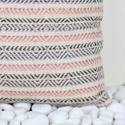 Set Of 2 Hand Loom Woven Texture Boho Off-White Beige Cushion Cover