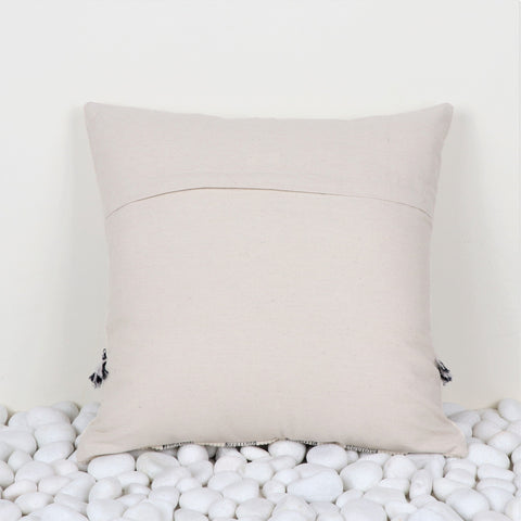 Set Of 3 Hand Loom Woven Texture Boho Black Off-White Cushion Cover