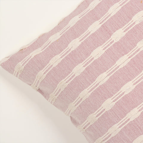 Set Of 2 Hand Loom Woven Texture Boho Ivory Salmon Cushion Cover